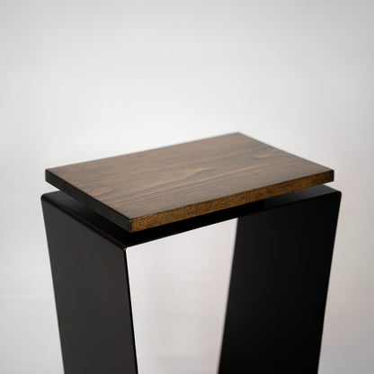 Side Table / Natural Pine Top / Solid Metal / V-Shape