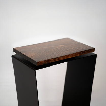 Side Table / Natural Pine Top / Solid Metal / V-Shape