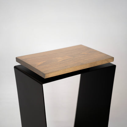 Side Table / Natural Pine Top / Solid Metal / V-Shape