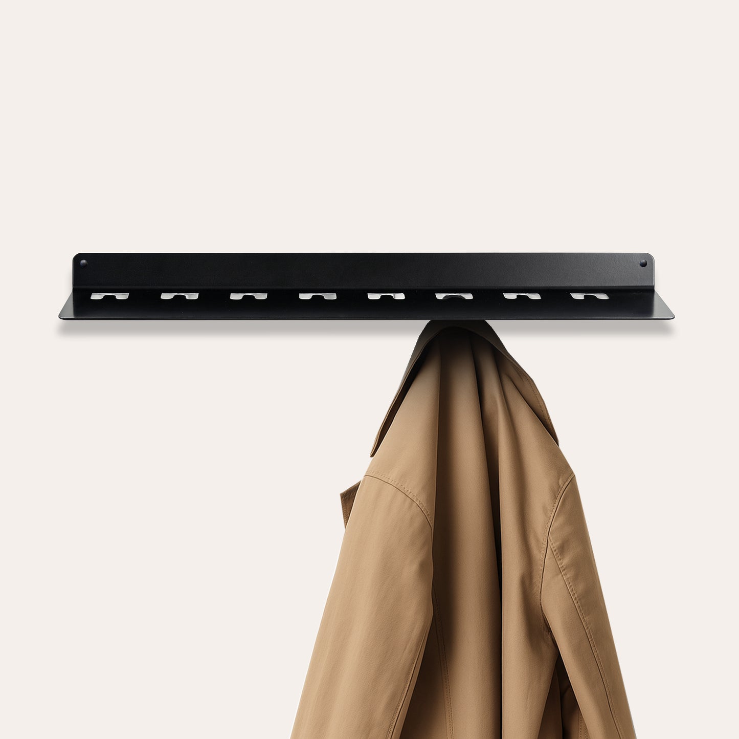 Modern Wall Rack – Floating Shelf with Flat Hooks